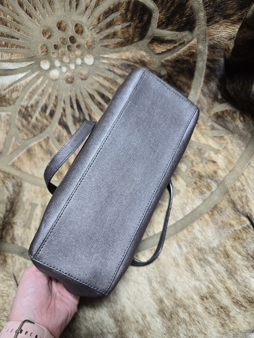 Used COACH SAFFIANO LEATHER MINI SATCHEL SILVER GUNMETAL - Picture 6 of 12